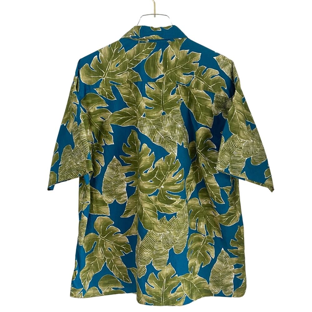 Vintage Cooke Street Hawaiian Shirt Men's XL Aloha Green Blue Palm Frond Print - Picture 4 of 6